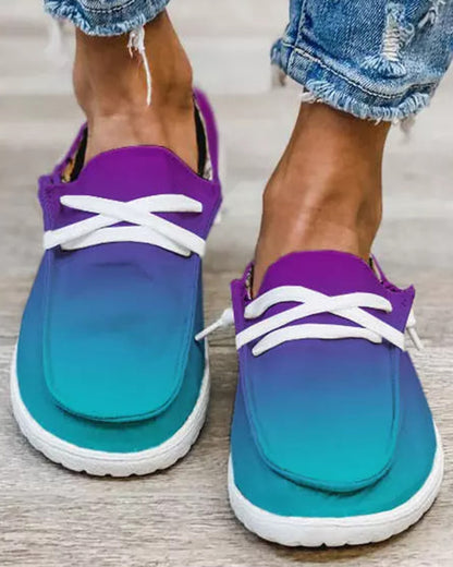 Ombre Lace up Casual Slip on