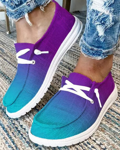 Ombre Lace up Casual Slip on