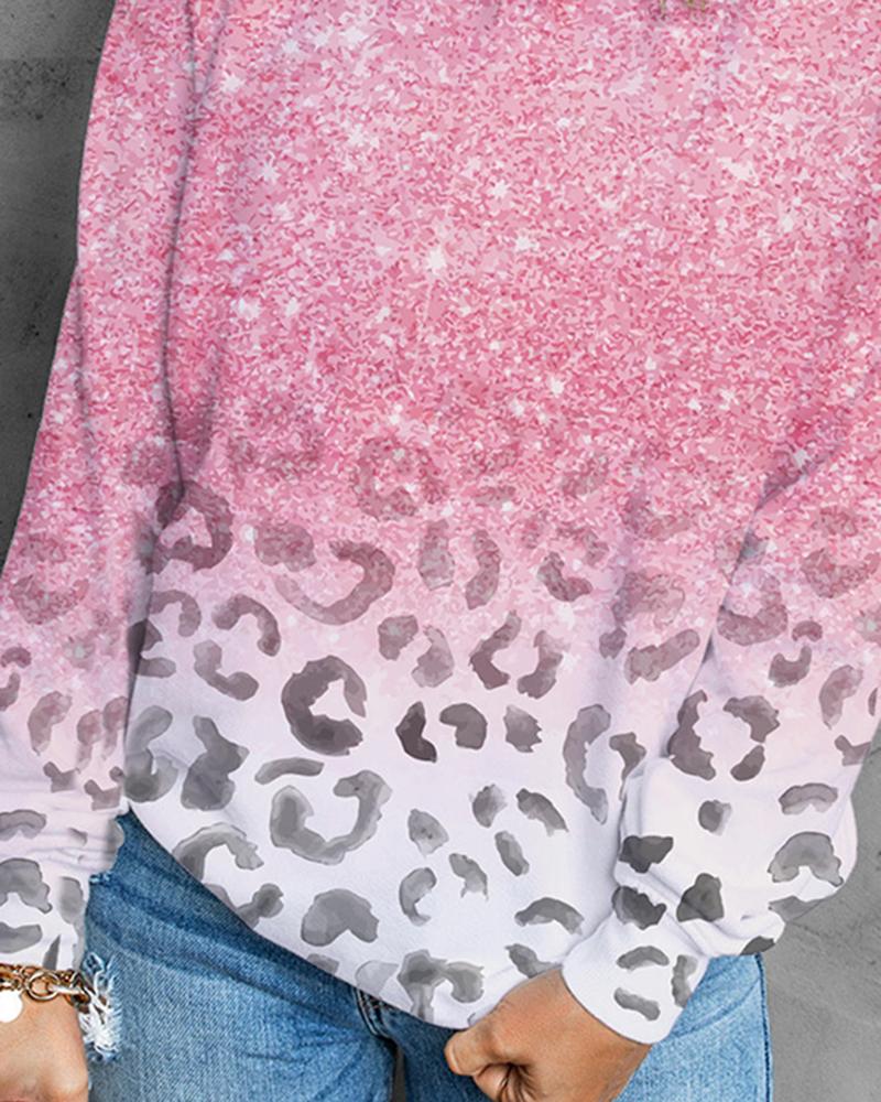 Ombre Cheetah Print Long Sleeve Top