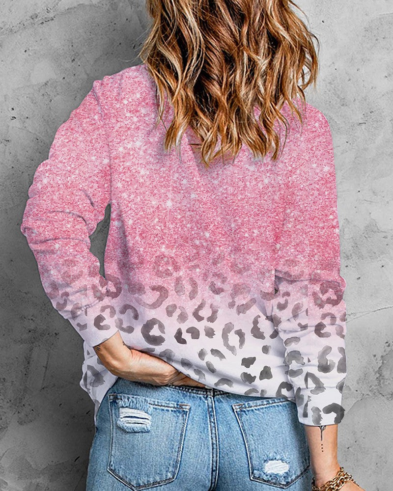 Ombre Cheetah Print Long Sleeve Top