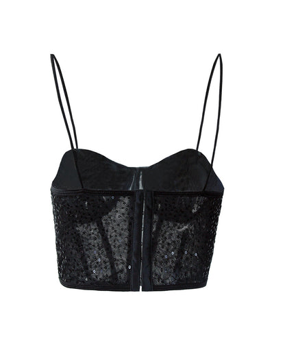 Spaghetti Strap Sequin Corset Top