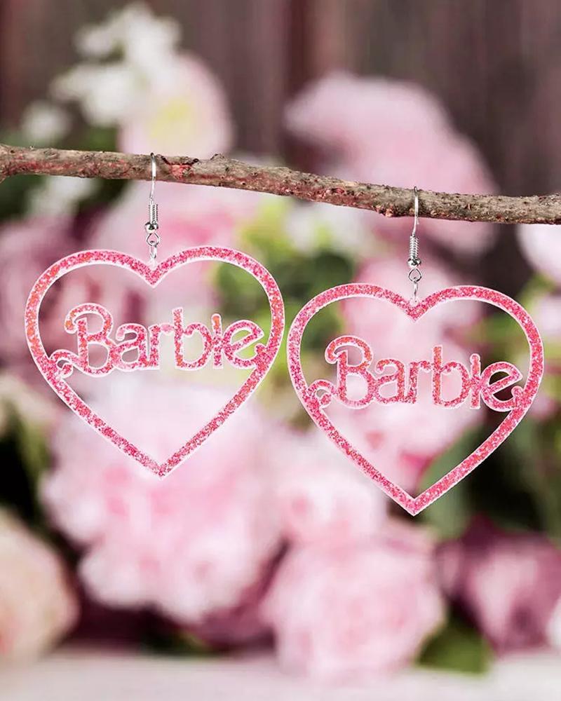 1Pair Glitter Barbie Hollow Heart Hook Earrings