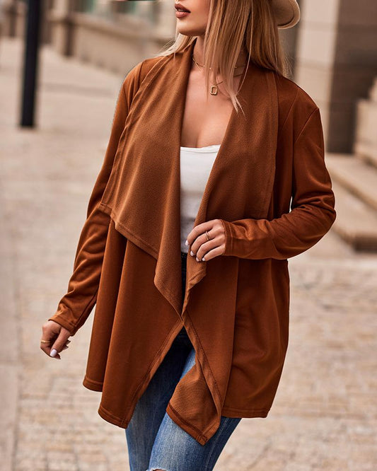 Long Sleeve Waterfall Neck Coat