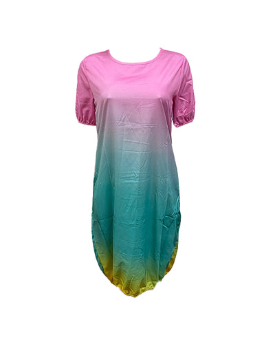 Ombre Short Sleeve Casual Dress
