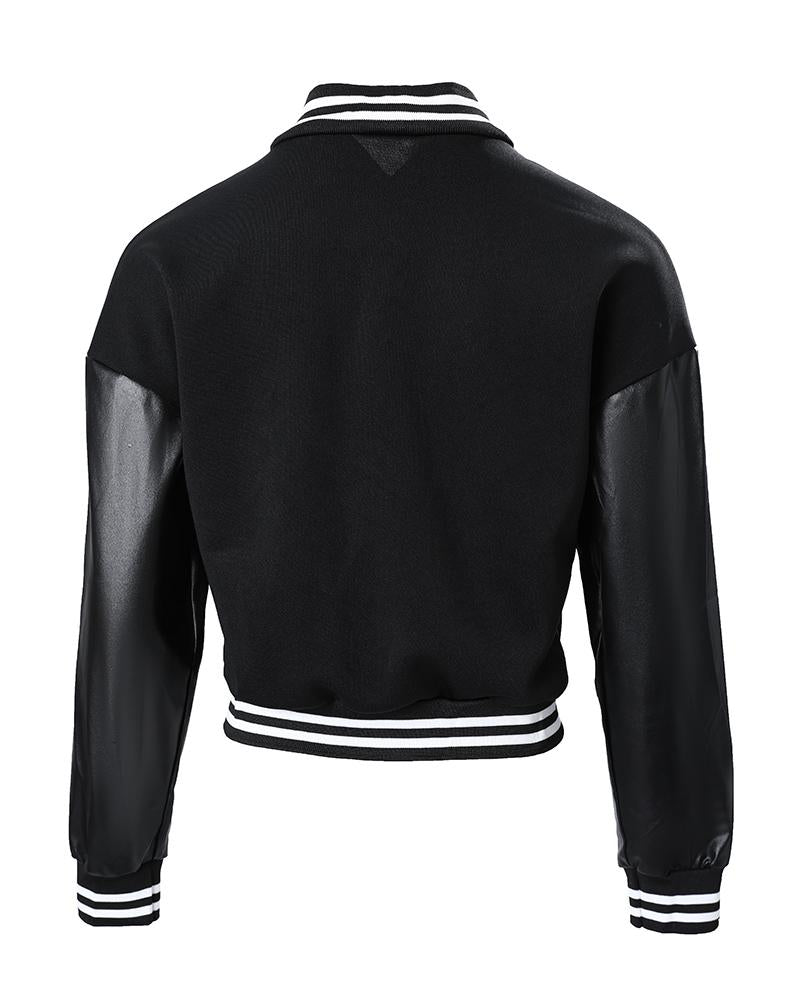 Letter Pattern Long Sleeve Buttoned Baseball Jacket