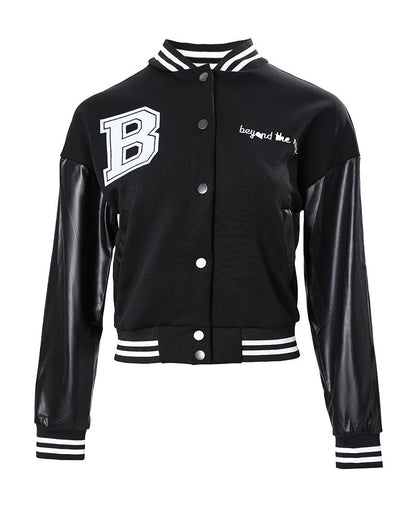 Letter Pattern Long Sleeve Buttoned Baseball Jacket