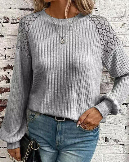 Eyelet Embroidery Long Sleeve Top