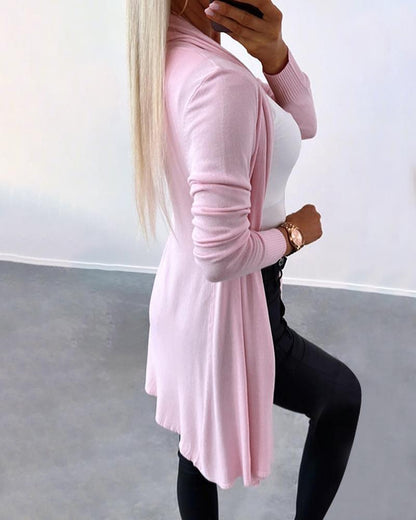 Open Front Long Sleeve Knit Cardigan