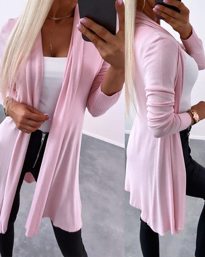 Open Front Long Sleeve Knit Cardigan