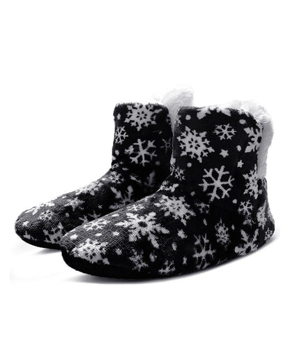 Christmas Snowflake Print Fluffy Indoor Boots