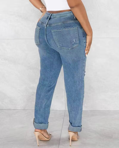 Ripped Cutout High Waist Jeans
