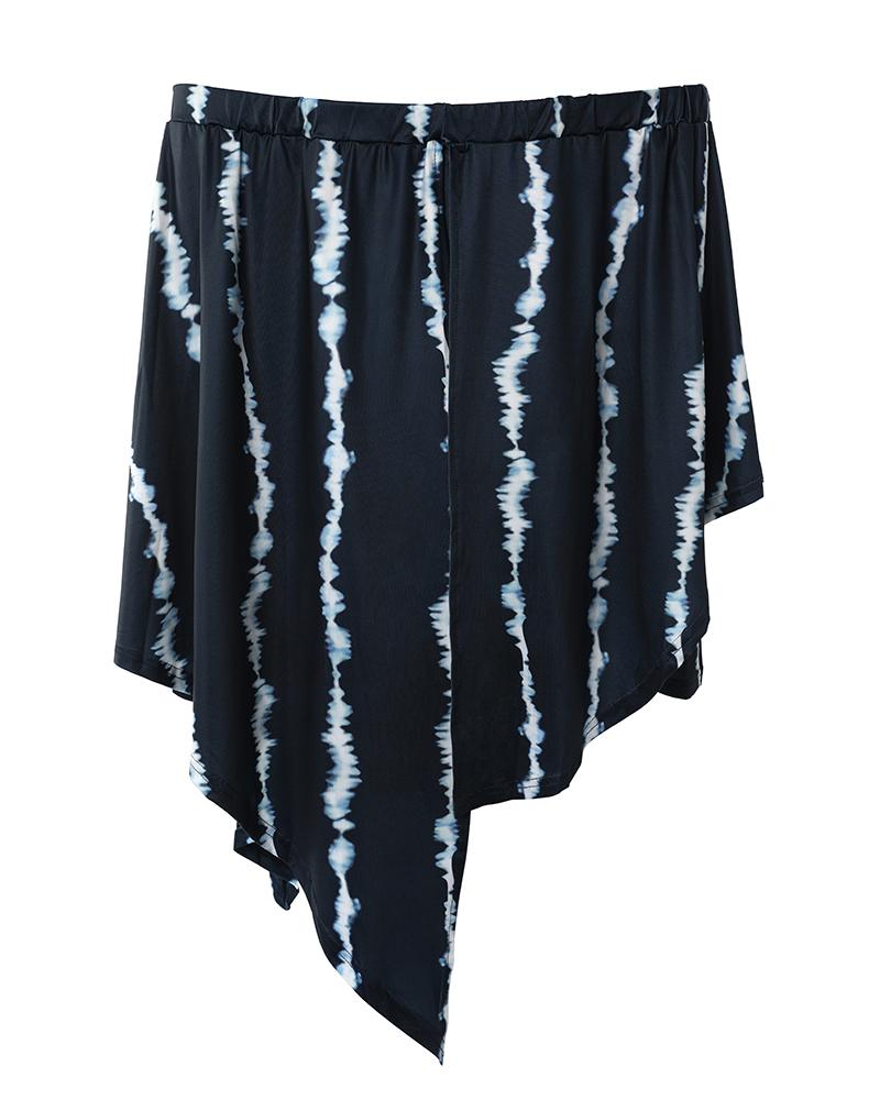 Tie Dye Print Off Shoulder Asymmetrical Top