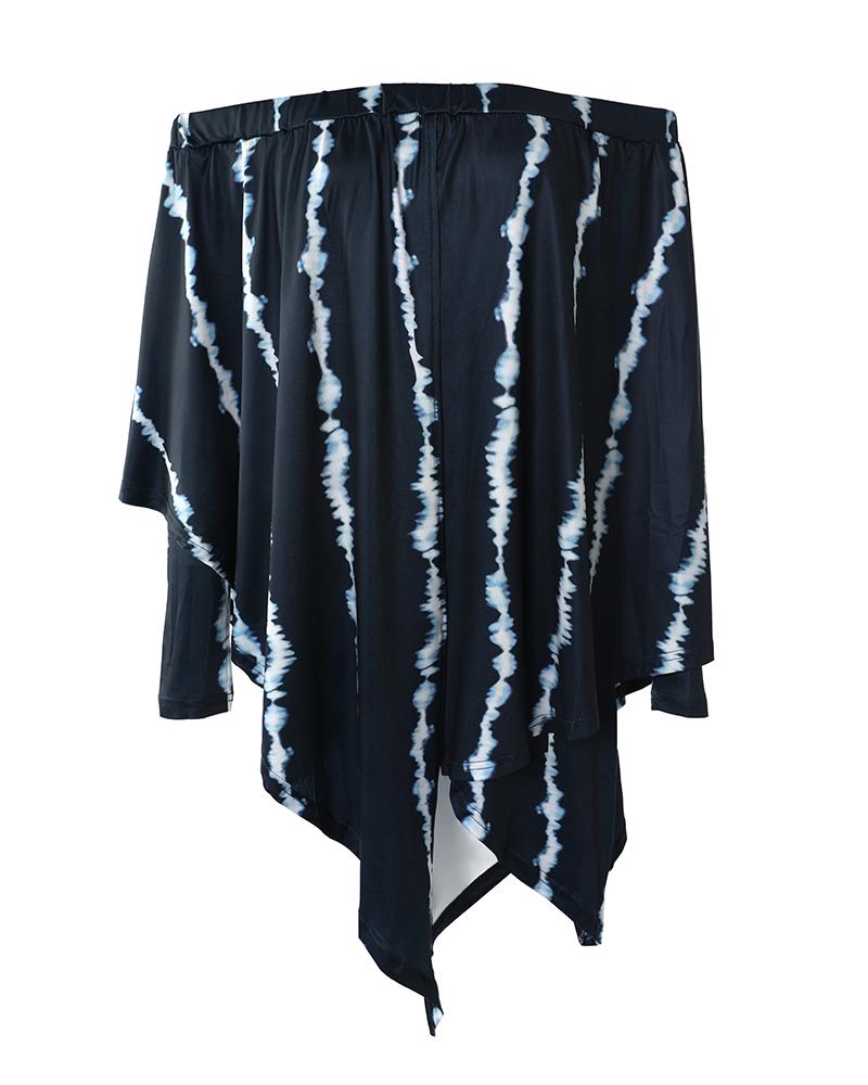 Tie Dye Print Off Shoulder Asymmetrical Top