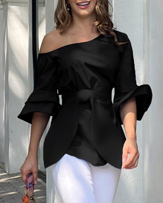 Cold Shoulder Layered Sleeve Top