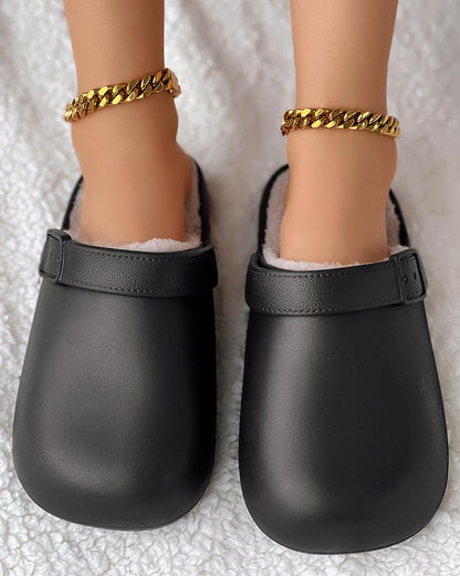 Buckled Lined Winter Thermal Slippers