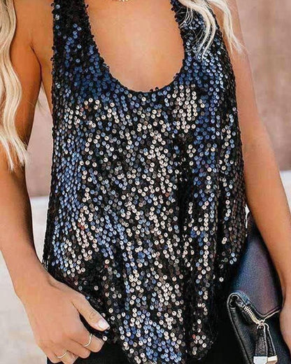 Allover Sequin Racerback Tank Top