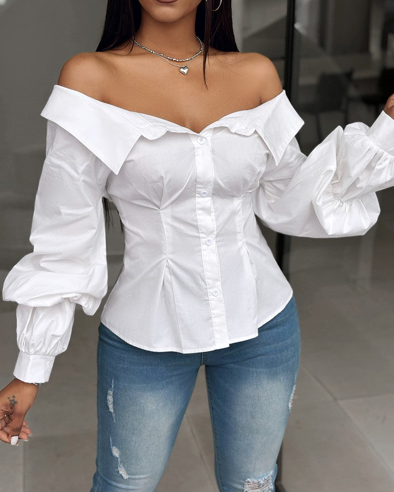 Lantern Sleeve Off Shoulder Top