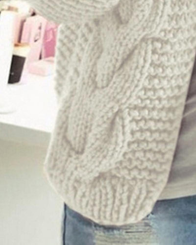 Open Front Long Sleeve Cable Knit Cardigan