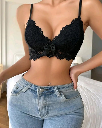 Embroidery Butterfly Decor Lace Bralette