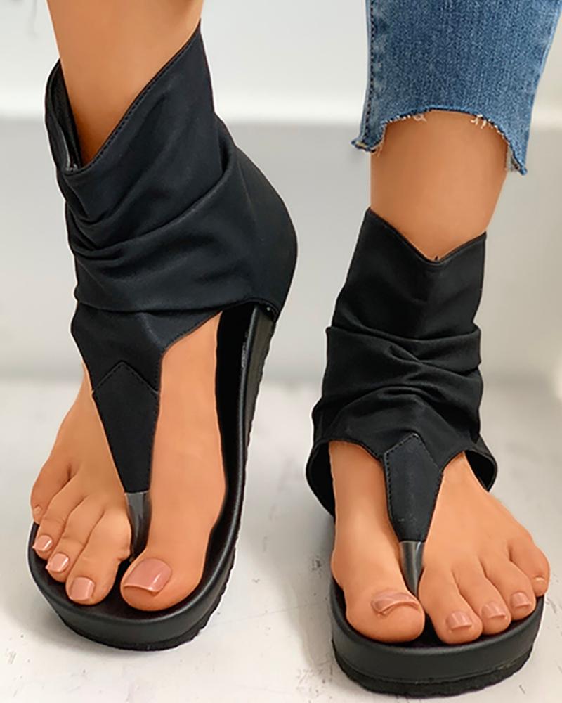 Zipper Design Slingback Thong Sandals