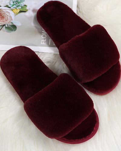 Round Toe Fuzzy Casual Slippers