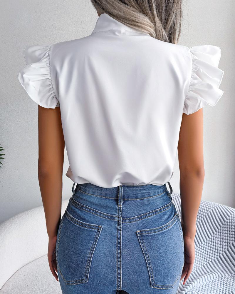 Tie Neck Puff Sleeve Top