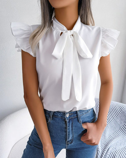 Tie Neck Puff Sleeve Top