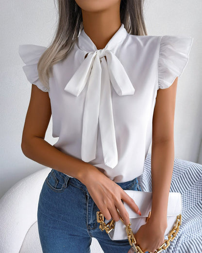 Tie Neck Puff Sleeve Top