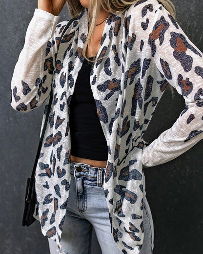 Leopard Print Open Front Coat