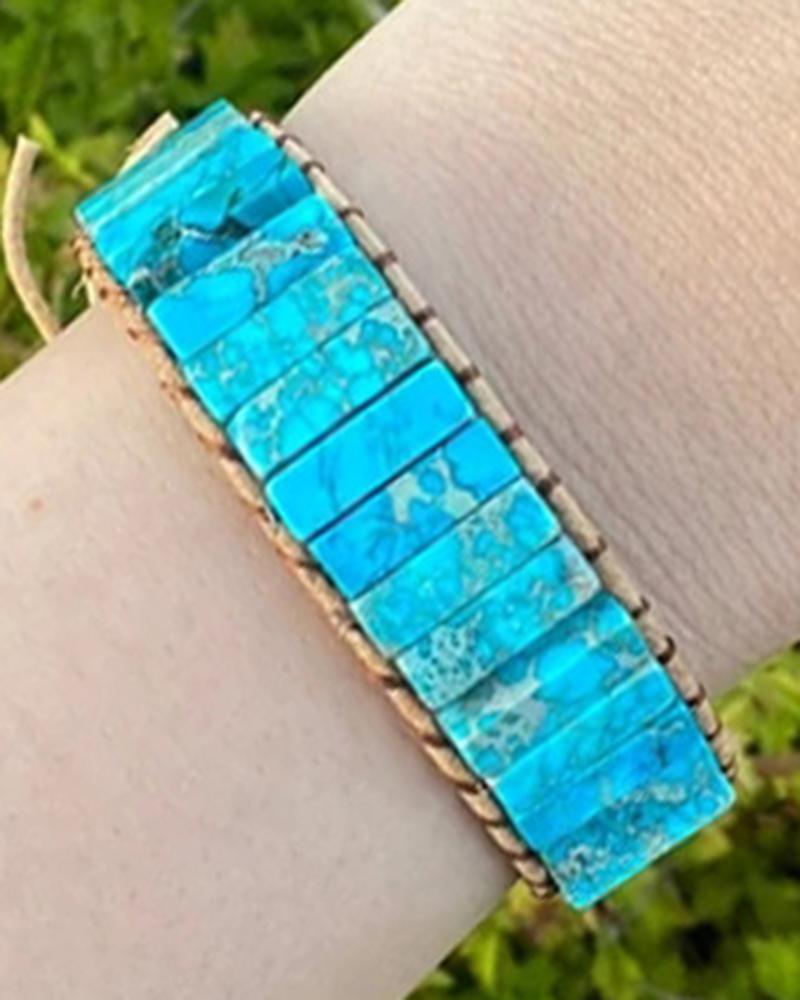 1pc Colorblock Stone Braided Bohemian Bracelet