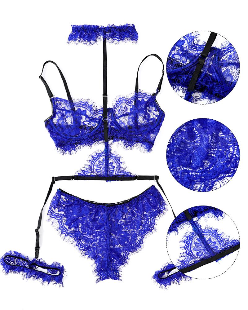 3PCS Lace Garter Lingerie Set