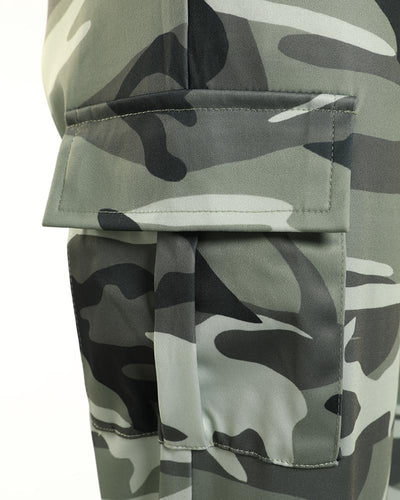 Camouflage Print Drawstring Pocket Design Cargo Pants