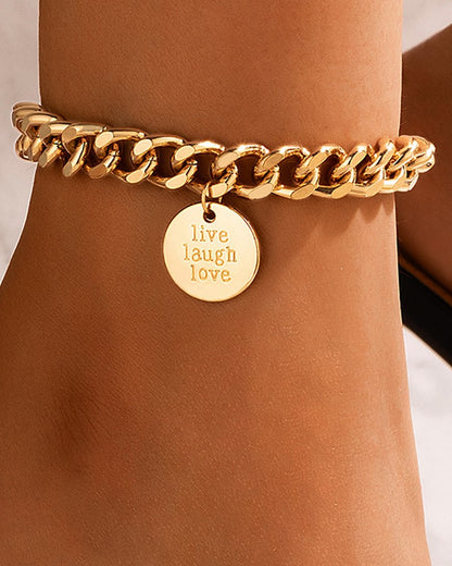 1pc Live Laugh Love Pattern Chain Anklet