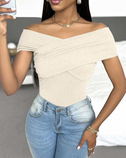 Off Shoulder Ruched Bodysuit