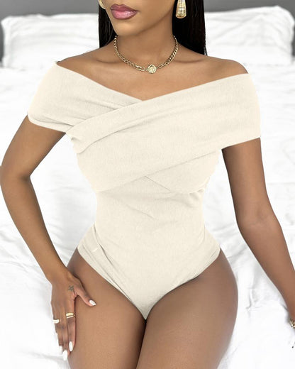 Off Shoulder Ruched Bodysuit