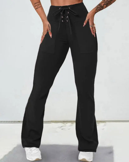 Lace up Quick Dry Active Flared Pants