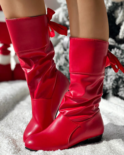 Eyelet Tied Detail Chunky Heel Ankle Boots