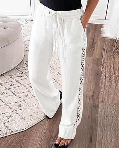Drawstring Hollow Out Casual Pants