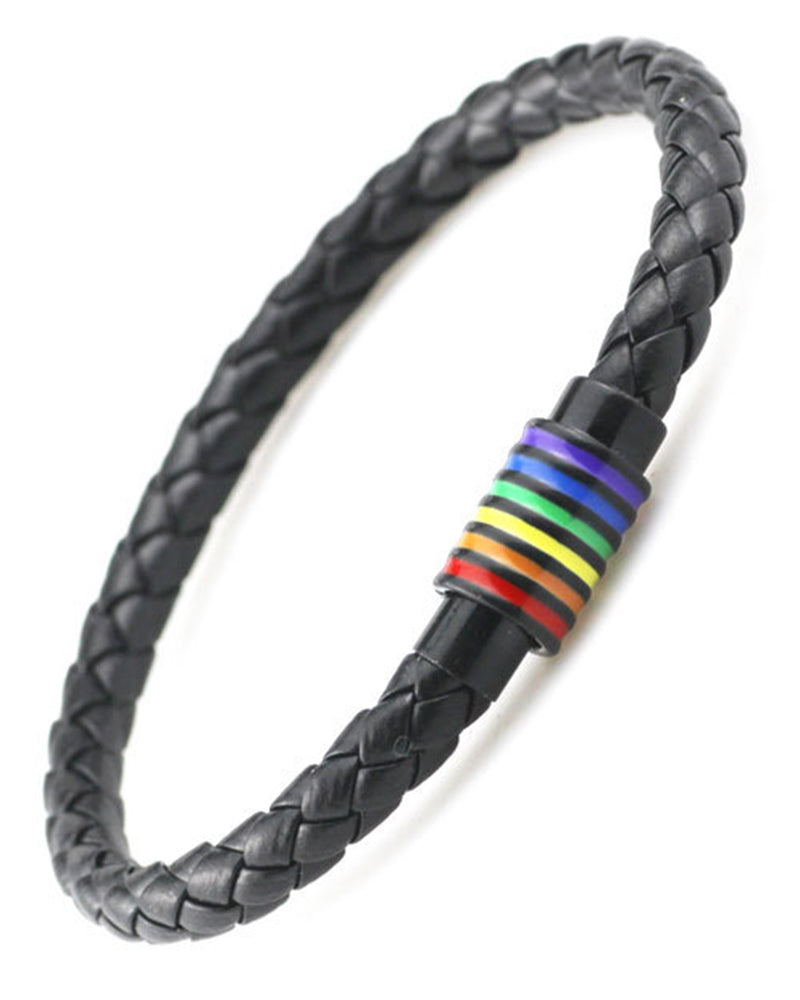 1pc Rainbow Stripe Braided Magnet Bracelet