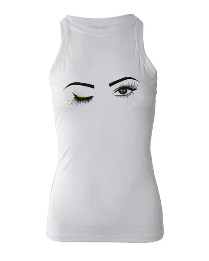 Eyelash Print Casual Tank Top