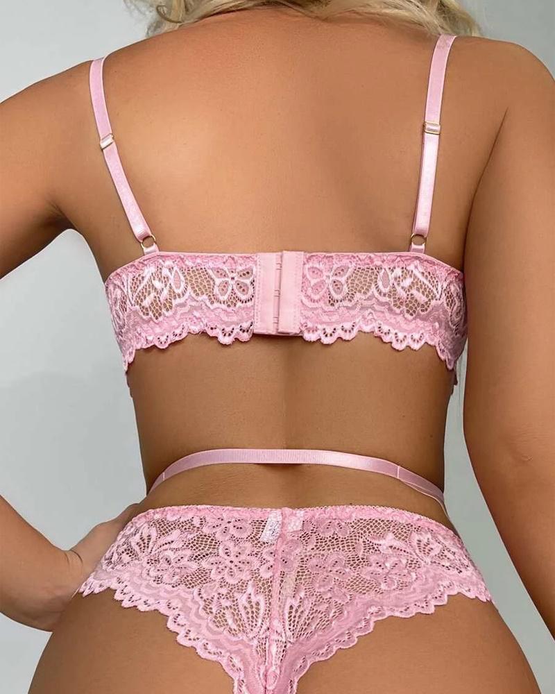 Heart Decor Lace Garter Bustier Set