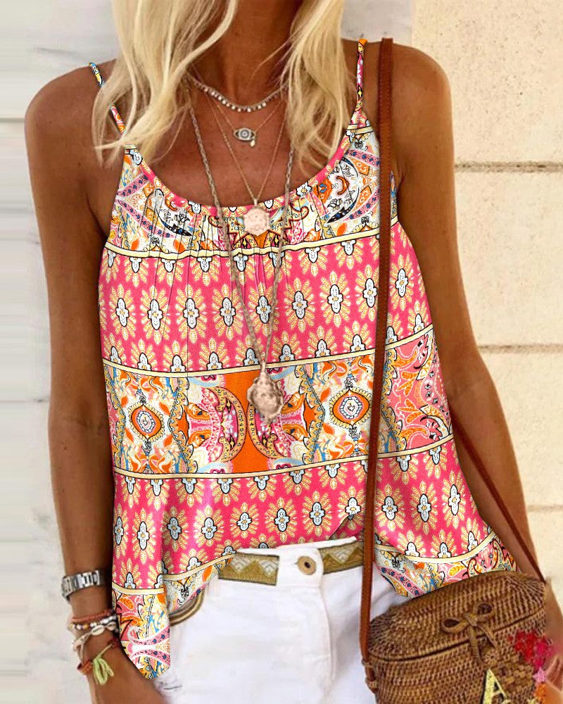 Tribal Print Flowy Cami Top