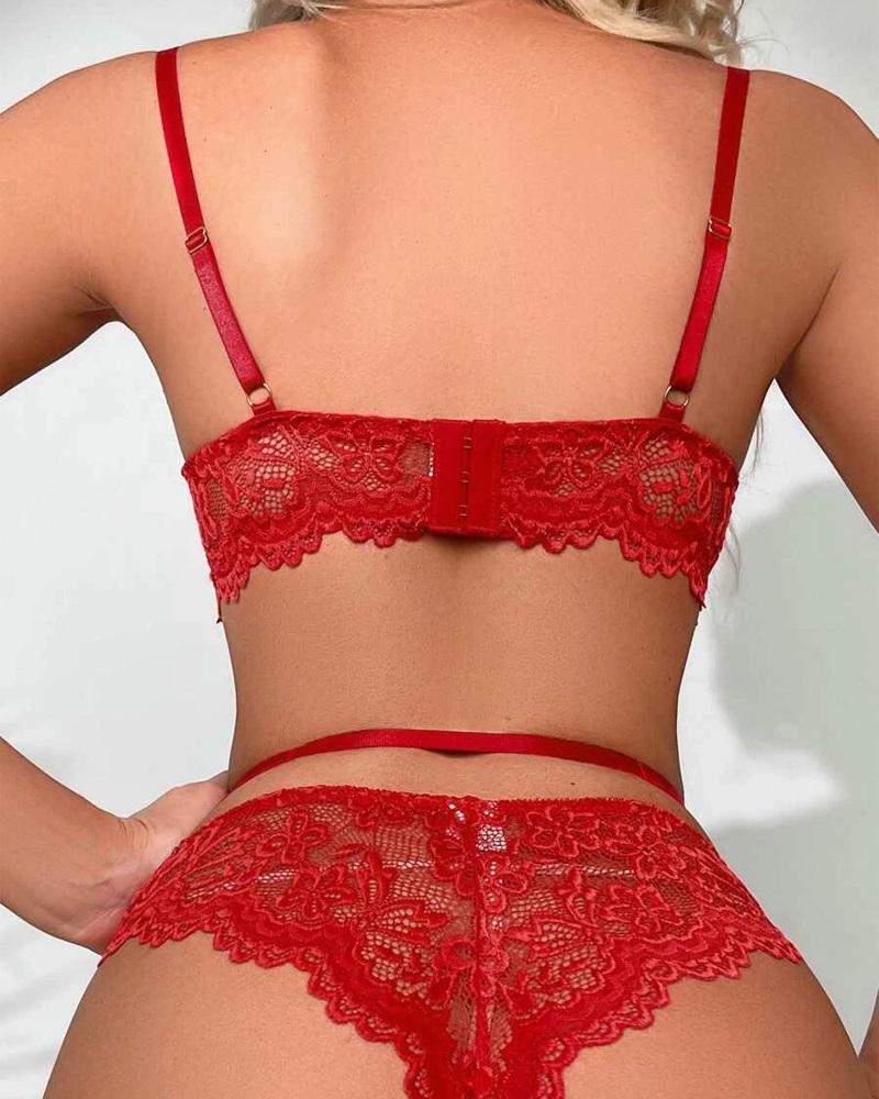 Heart Decor Lace Garter Bustier Set