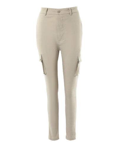 Plain Pocket Design Skinny Pants