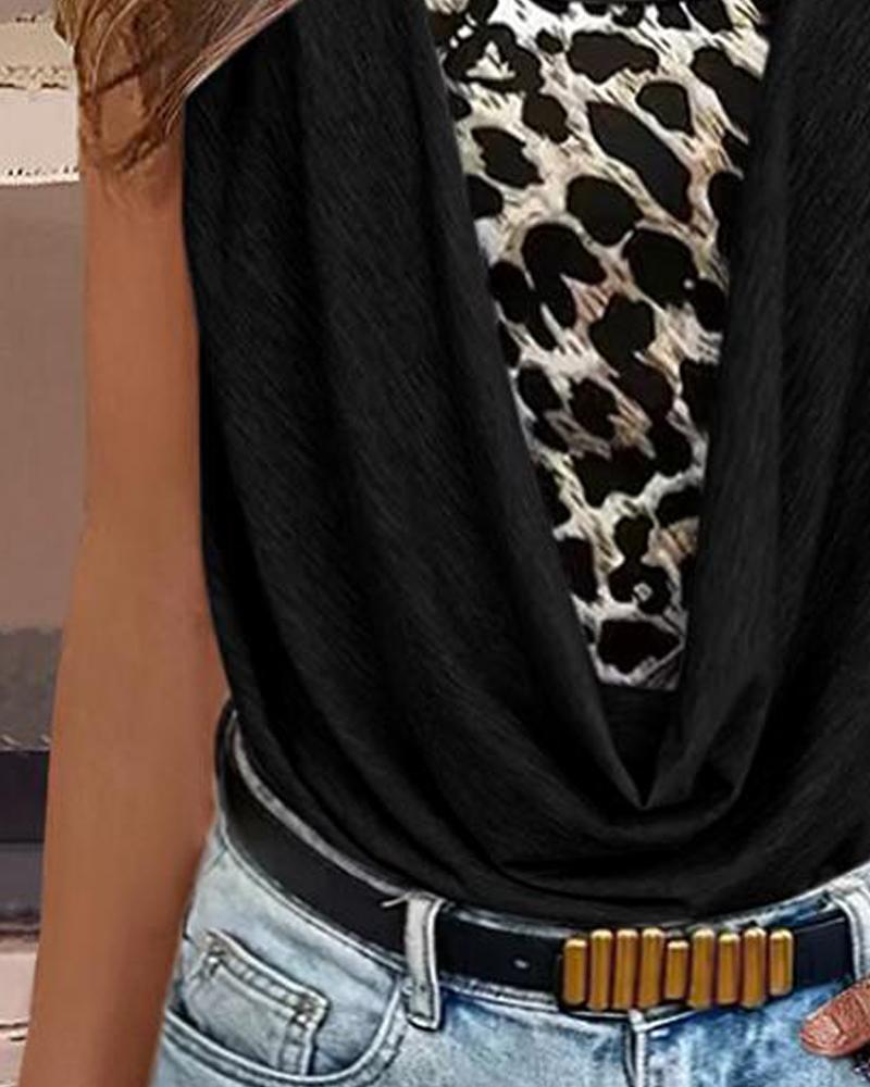 Leopard Print Ruched Tank Top