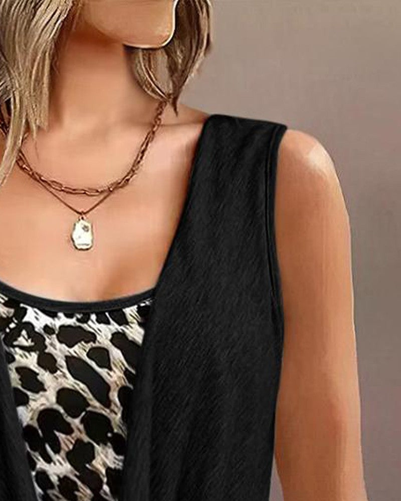 Leopard Print Ruched Tank Top