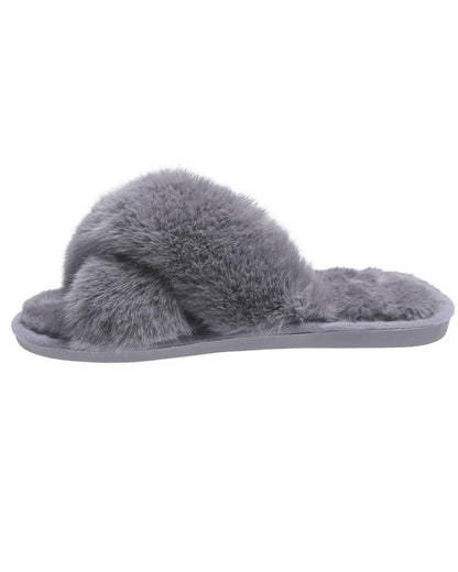 Crisscross Strap Fuzzy Slippers