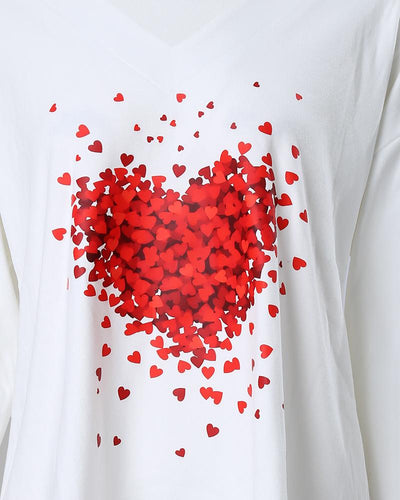 Valentine's Day Heart Print Long Sleeve Top