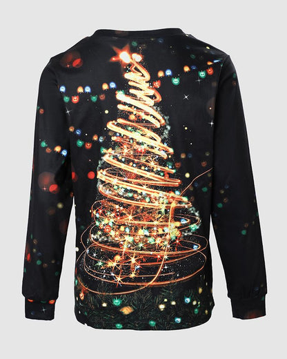 Christmas Tree Print Long Sleeve Sweatshirt