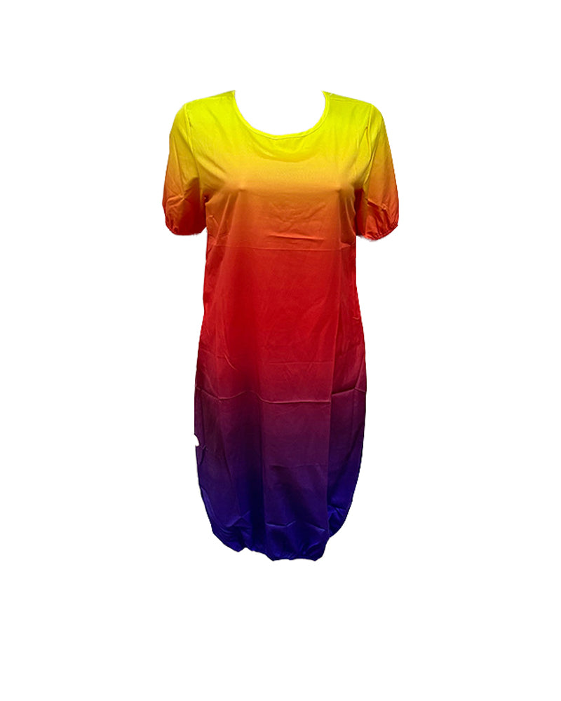 Ombre Short Sleeve Casual Dress
